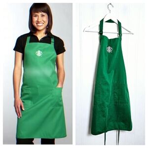 Starbucks Apron Womens Mens One Size Green Embroidered Siren Pockets Adjustable